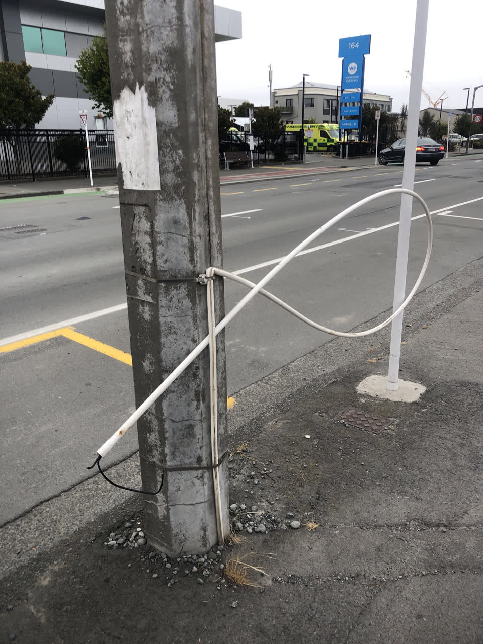 The photograph attached to this street light outage report