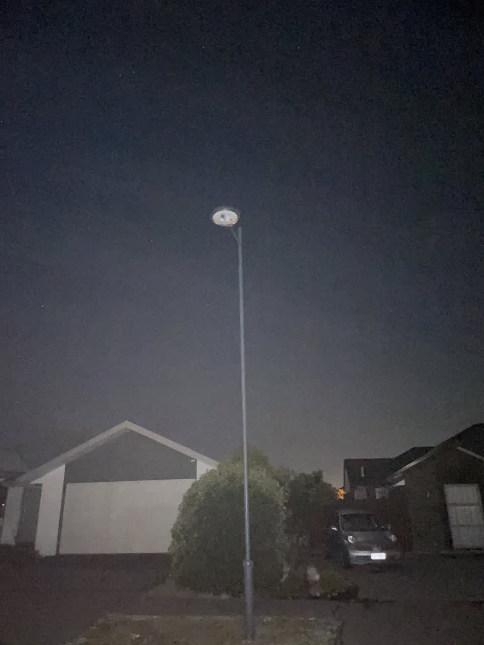 The photograph attached to this street light outage report