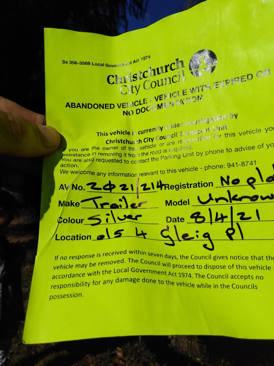 The photograph attached to this roading/streets report