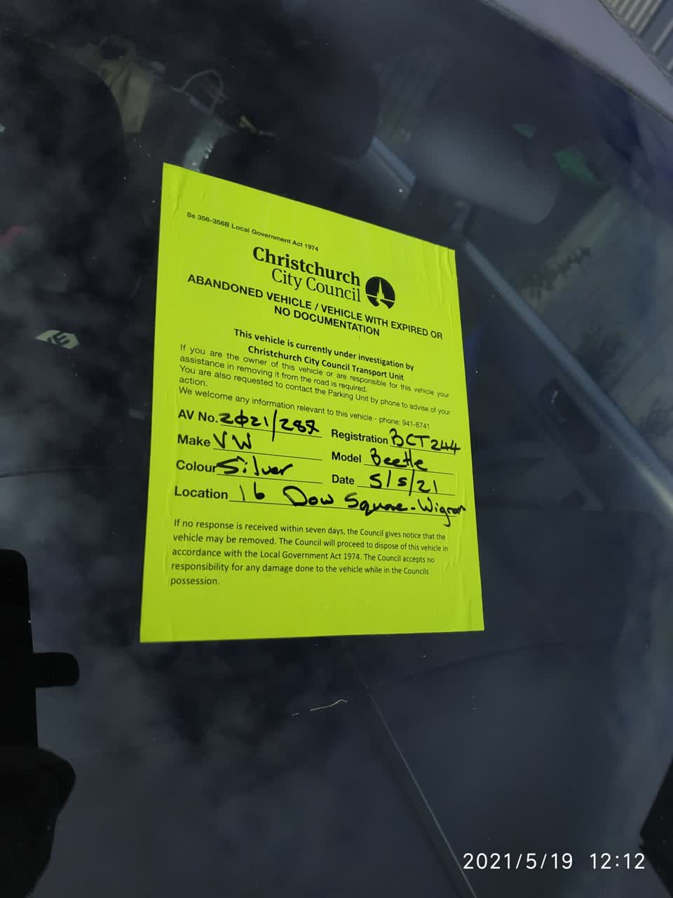 The photograph attached to this roading/streets report