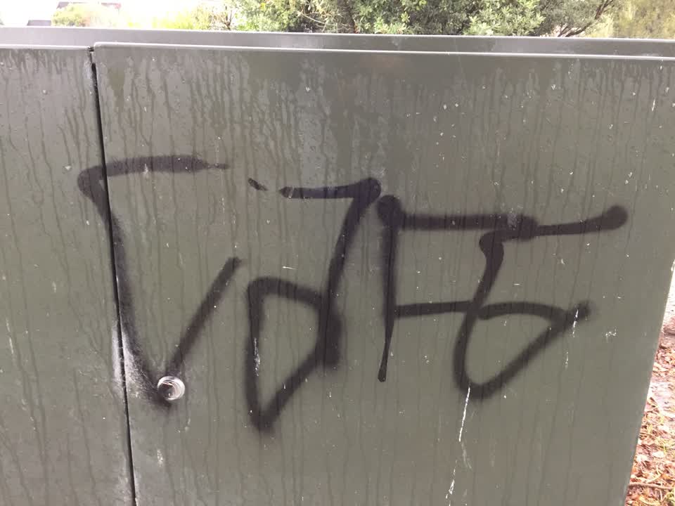 The photograph attached to this graffiti report
