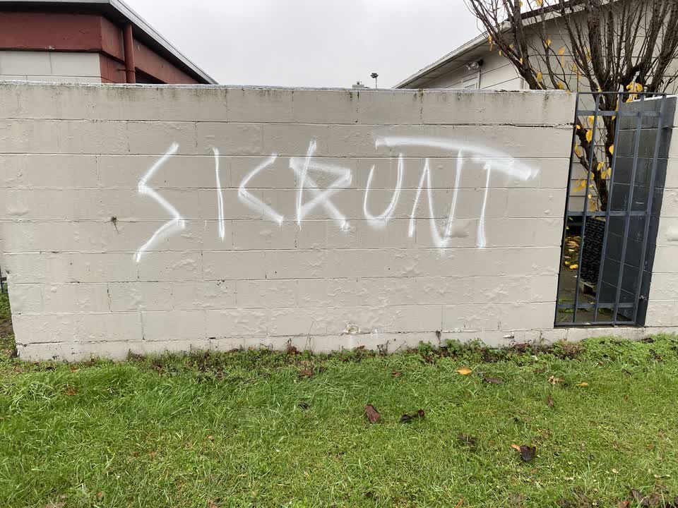 The photograph attached to this graffiti report