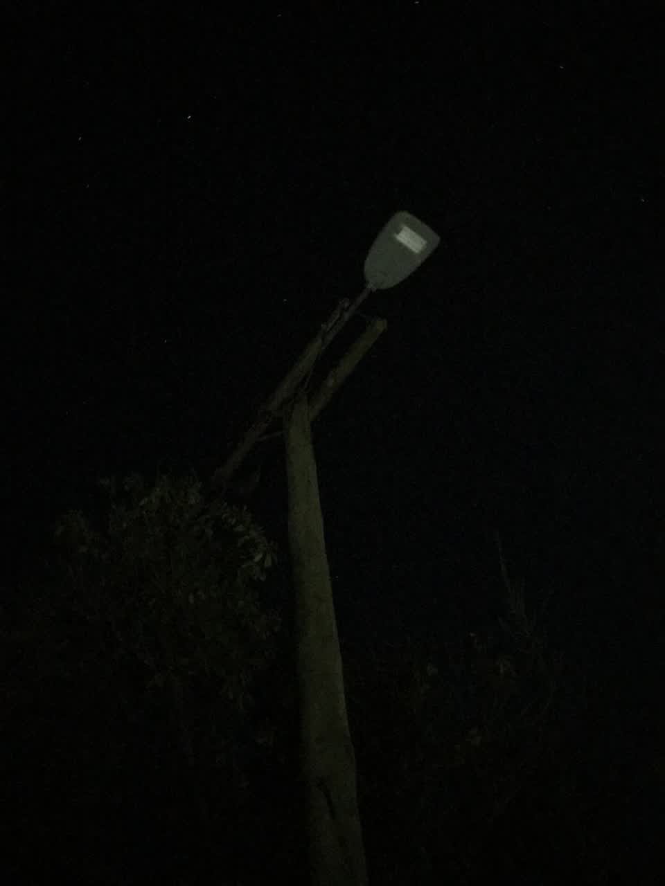 The photograph attached to this street light outage report