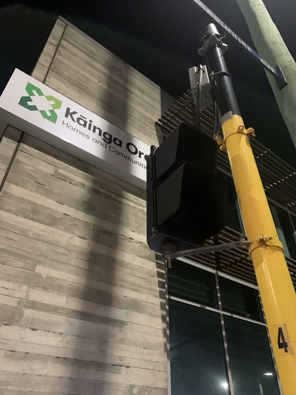 The photograph attached to this street light outage report