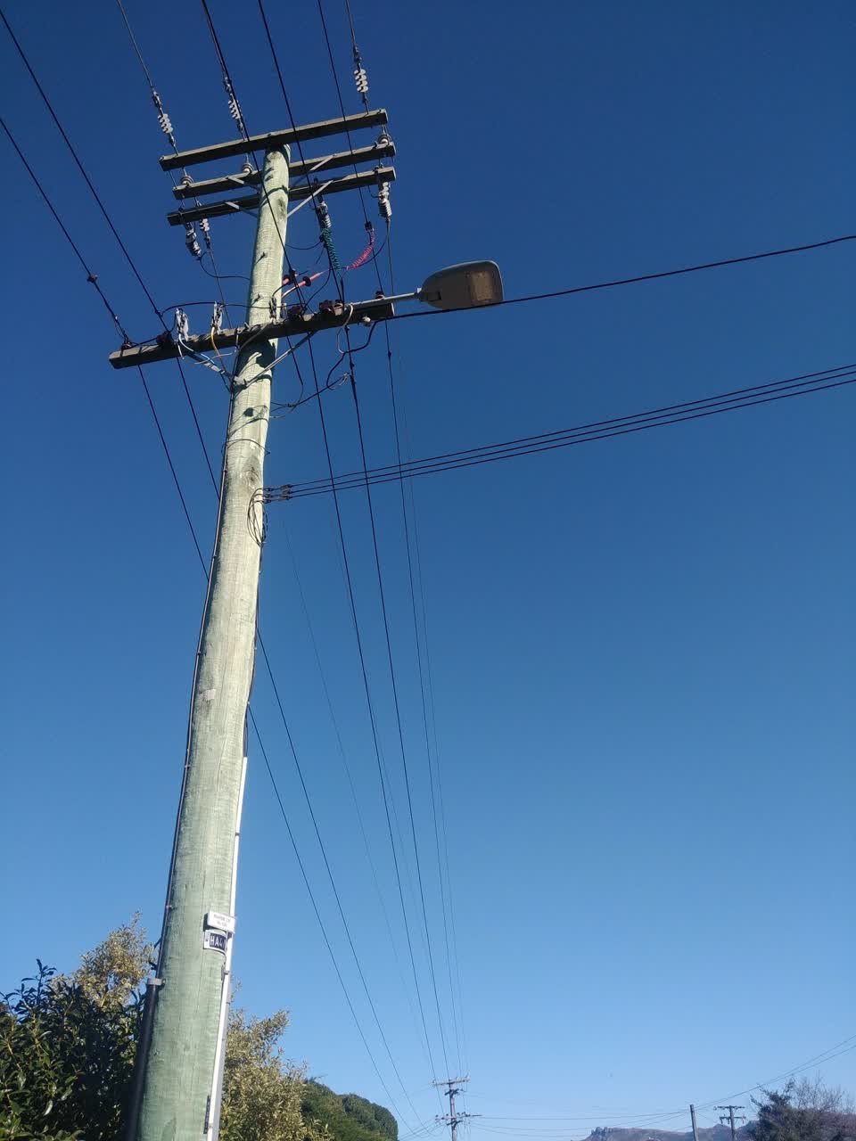 The photograph attached to this street light outage report