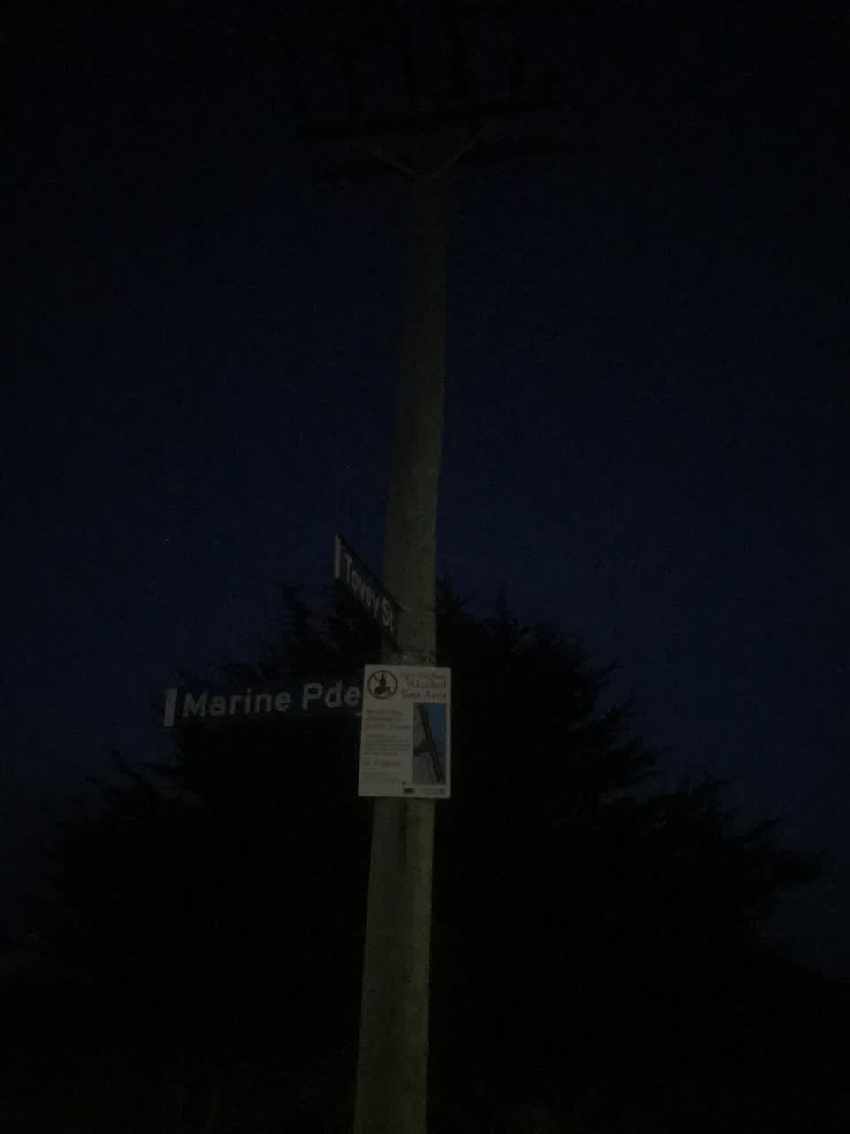 The photograph attached to this street light outage report
