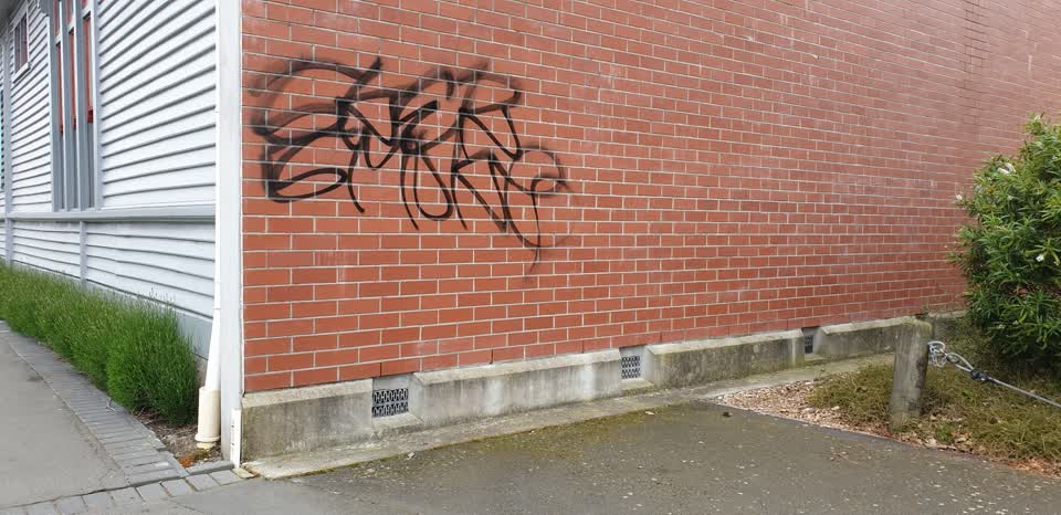 The photograph attached to this graffiti report