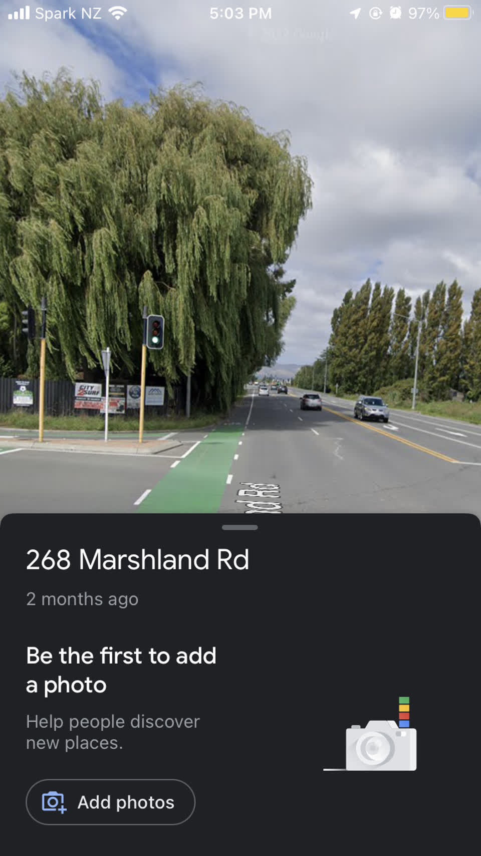 The photograph attached to this roading/streets report