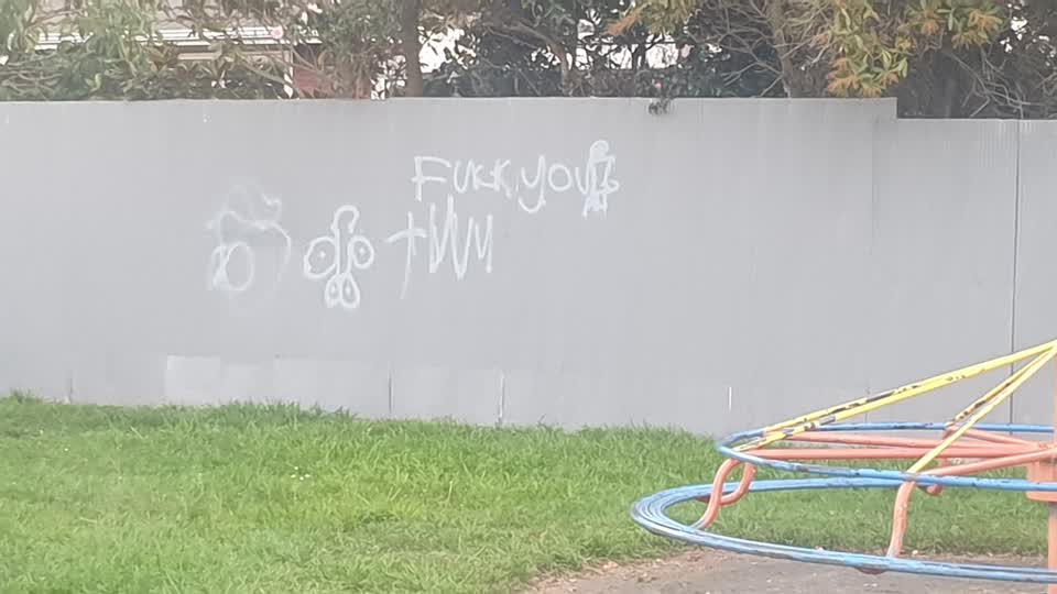 The photograph attached to this graffiti report