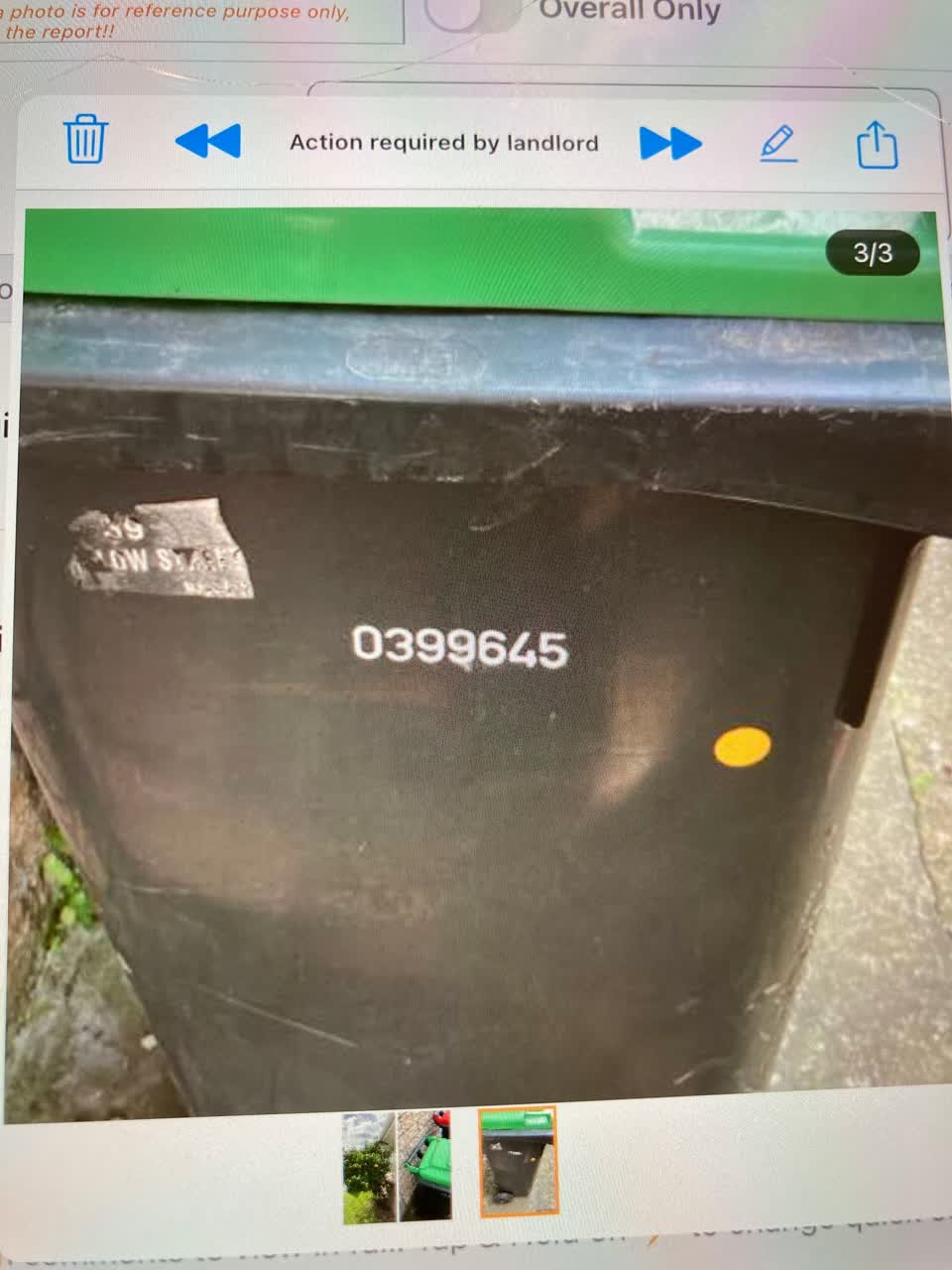 The photograph attached to this rubbish/recycling report