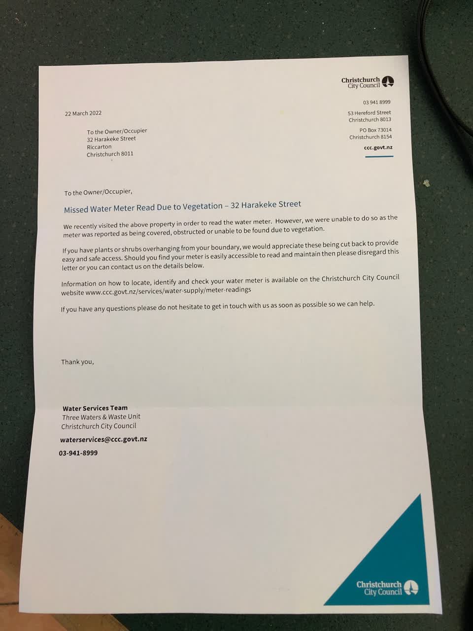 The photograph attached to this water supply report