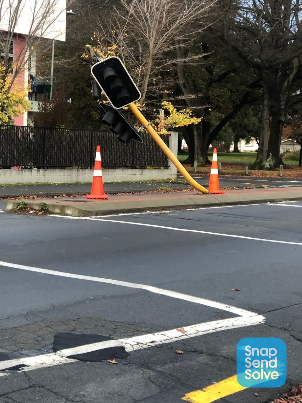 The photograph attached to this street light outage report