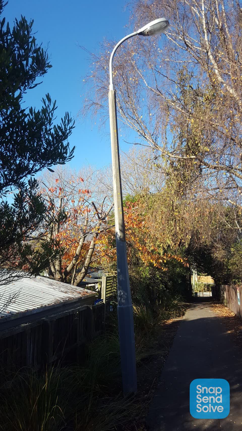 The photograph attached to this street light outage report