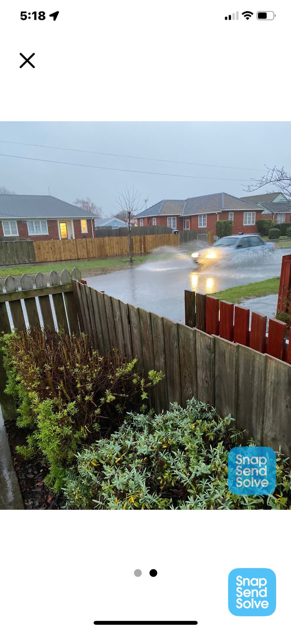 The photograph attached to this flooding report