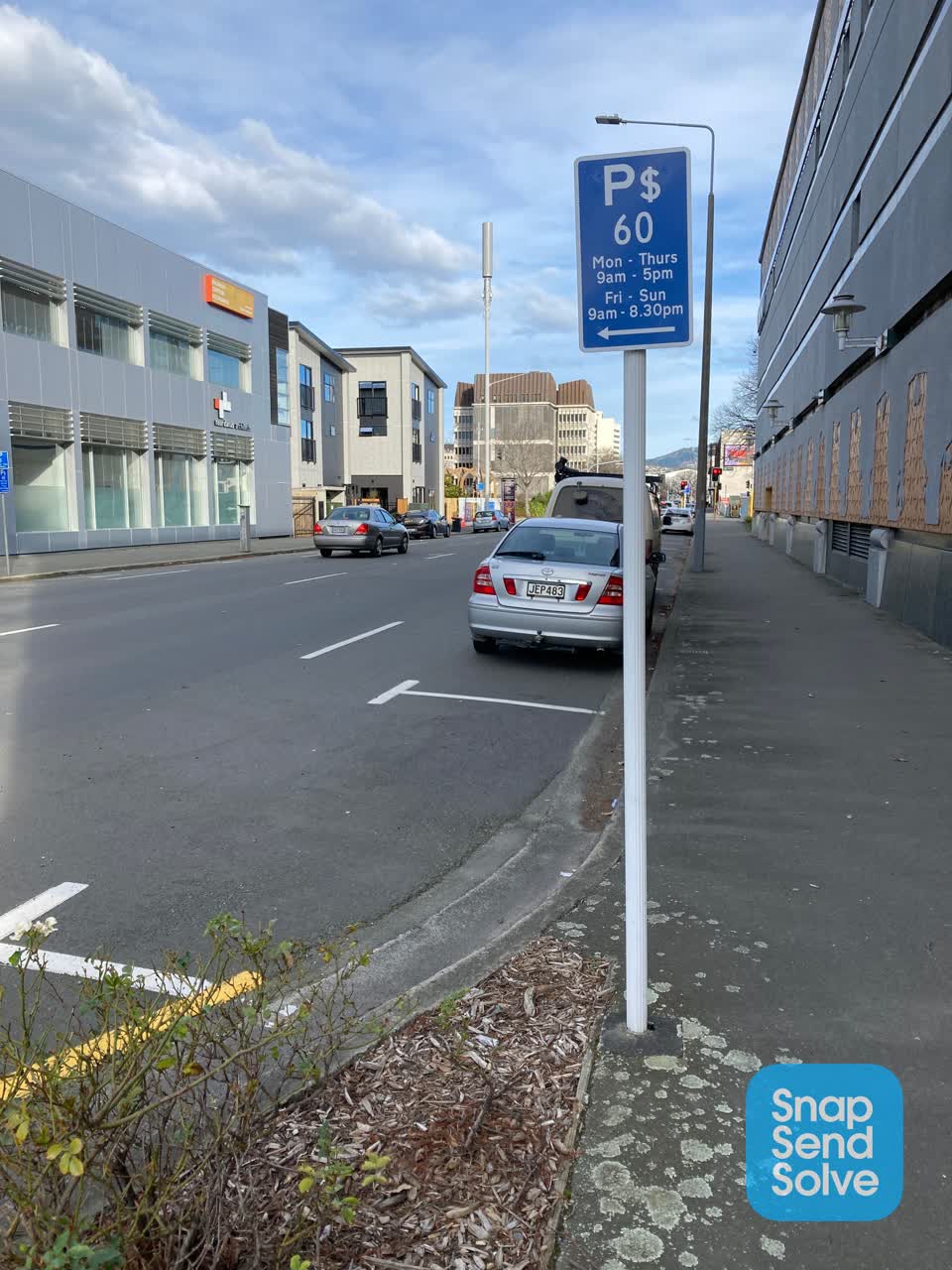 The photograph attached to this poles and signage - general report