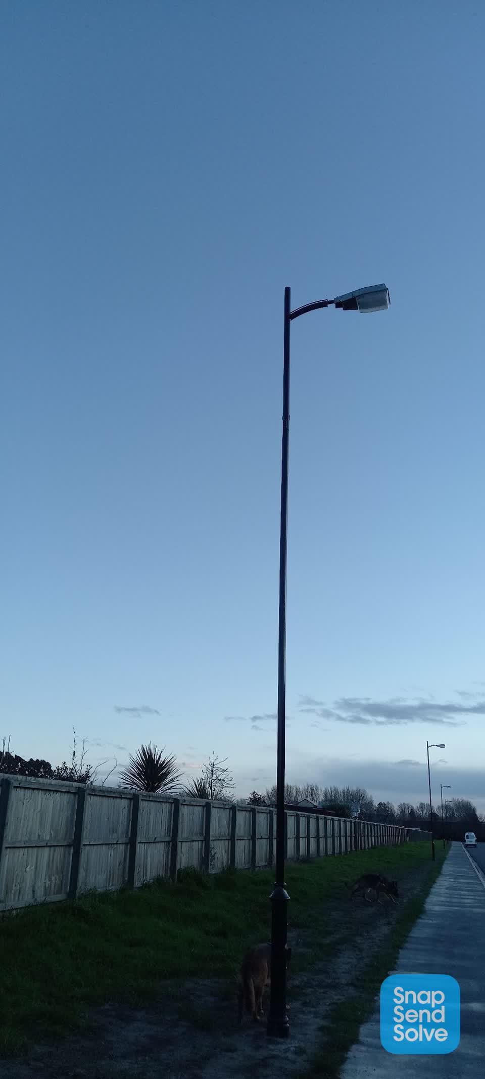 The photograph attached to this street light outage report