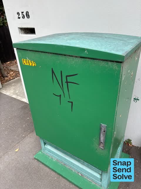 Graffiti on a cabinet, pole or railway asset, a report photo