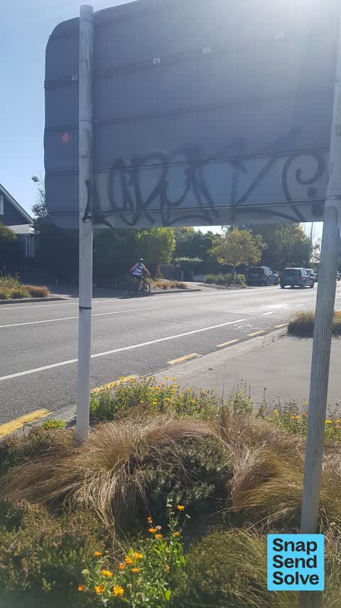 Graffiti on a sign, mural or public art, a report photo