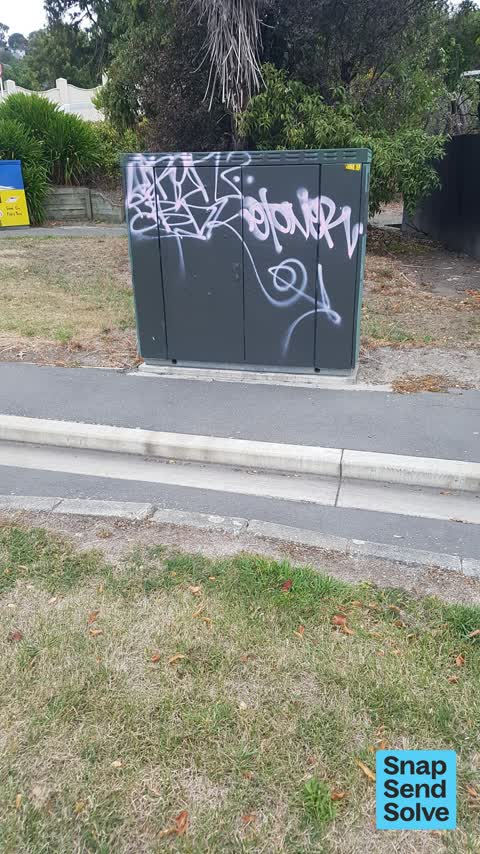 Graffiti on a cabinet, pole or railway asset — a report photo