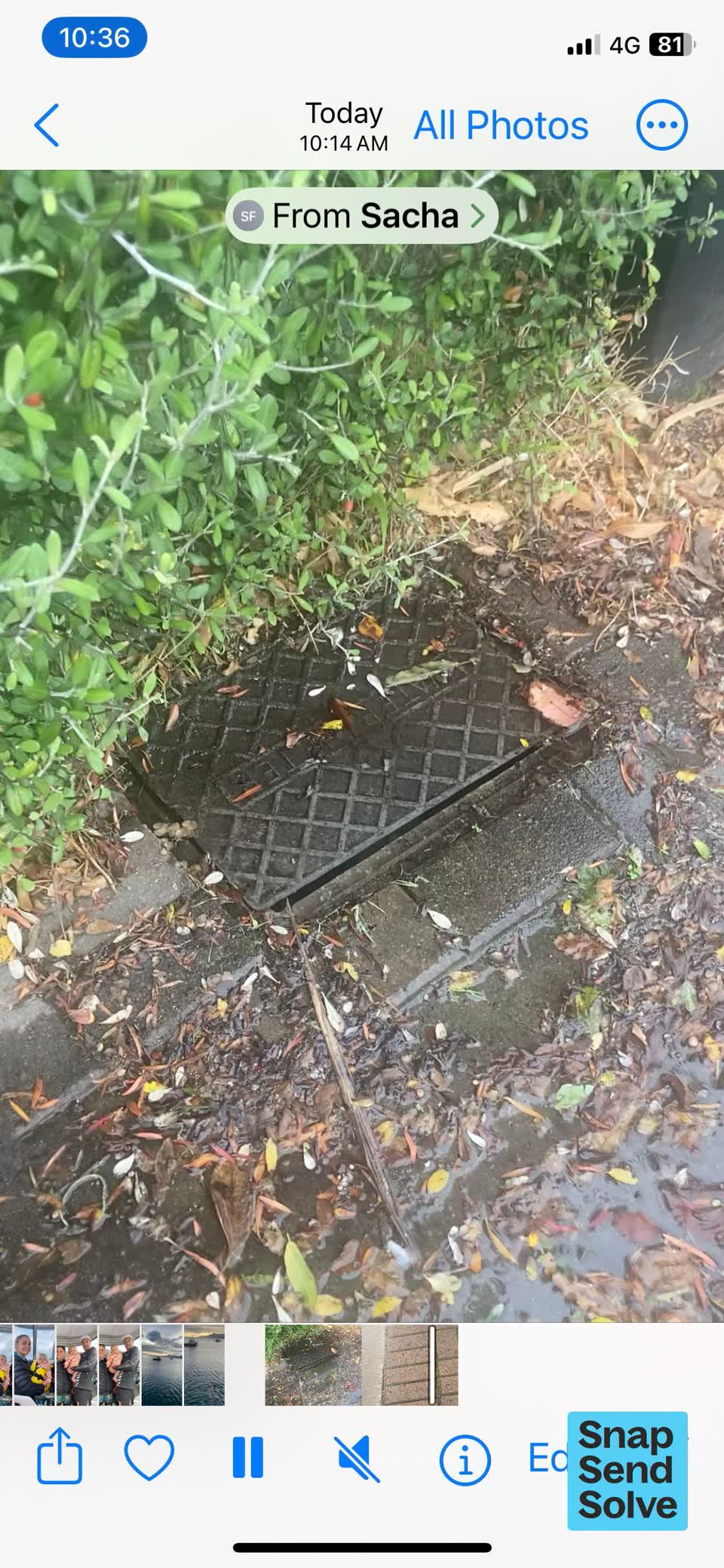The photograph attached to this water leak report