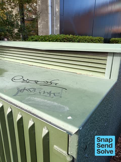 Graffiti on a cabinet, pole or railway asset, a report photo