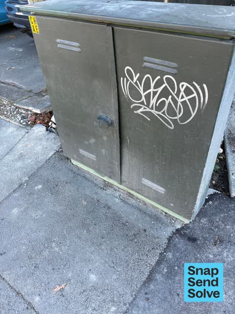 Graffiti on a cabinet, pole or railway asset, a report photo
