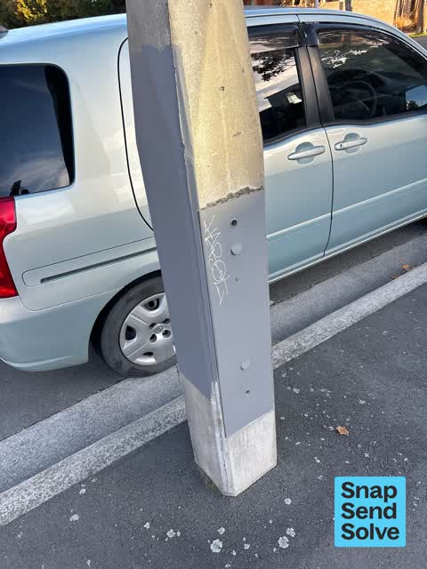 Graffiti on a cabinet, pole or railway asset — a report photo