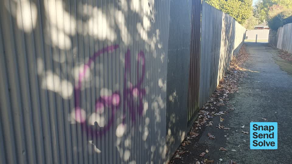 The photograph attached to this graffiti on a fence, building or structure report