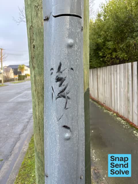 Graffiti on a cabinet, pole or railway asset — a report photo