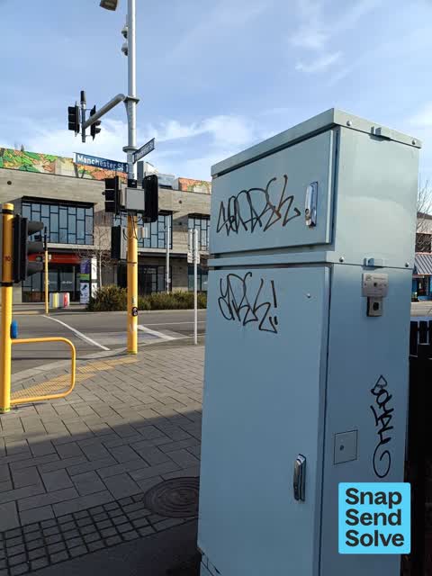 Graffiti on a cabinet, pole or railway asset — a report photo