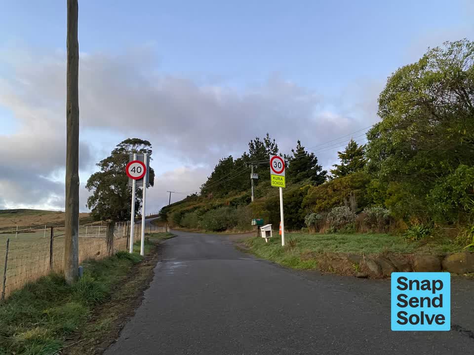 The photograph attached to this poles and signage - general report