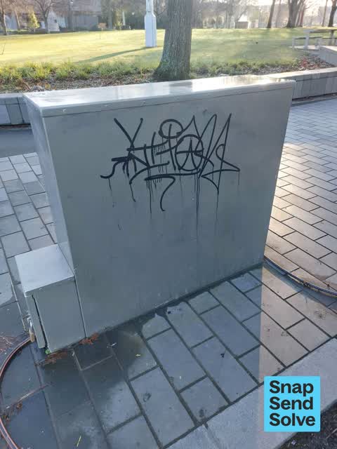 Graffiti on a cabinet, pole or railway asset — a report photo