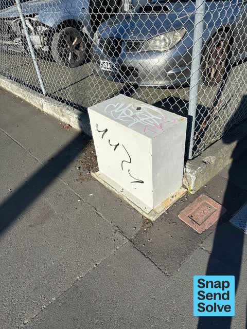 Graffiti on a cabinet, pole or railway asset, a report photo
