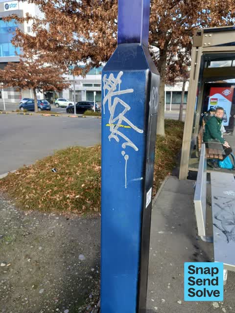 Graffiti on a bus stop or public toilet, a report photo