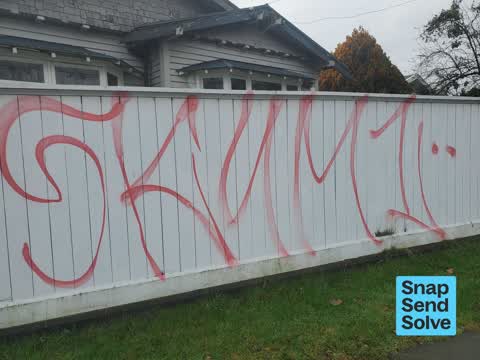 Graffiti on a fence, building or structure, a report photo