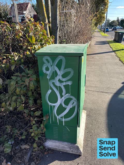 Graffiti on a cabinet, pole or railway asset — a report photo