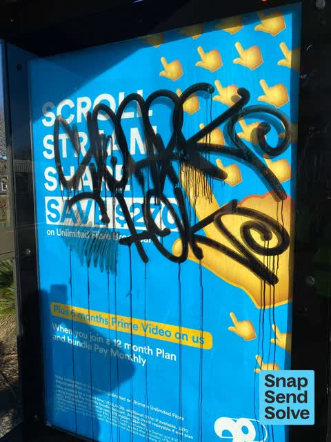 Graffiti on a bus stop or public toilet — a report photo
