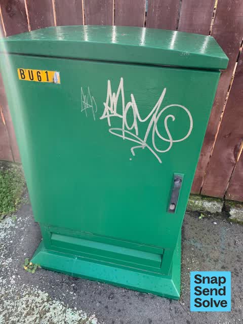 Graffiti on a cabinet, pole or railway asset — a report photo