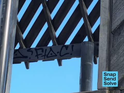 Graffiti on a playground or in a park, a report photo