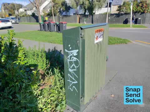 Graffiti on a cabinet, pole or railway asset, a report photo