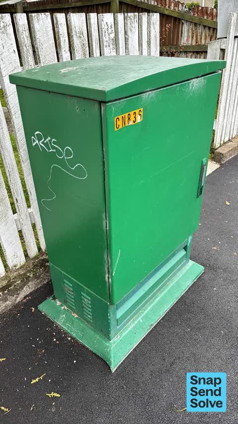 Graffiti on a cabinet, pole or railway asset — a report photo