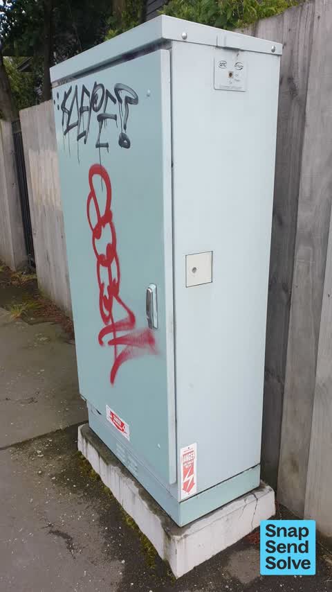 Graffiti on a cabinet, pole or railway asset, a report photo
