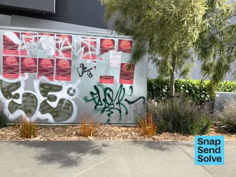 Graffiti on a cabinet, pole or railway asset, a report photo