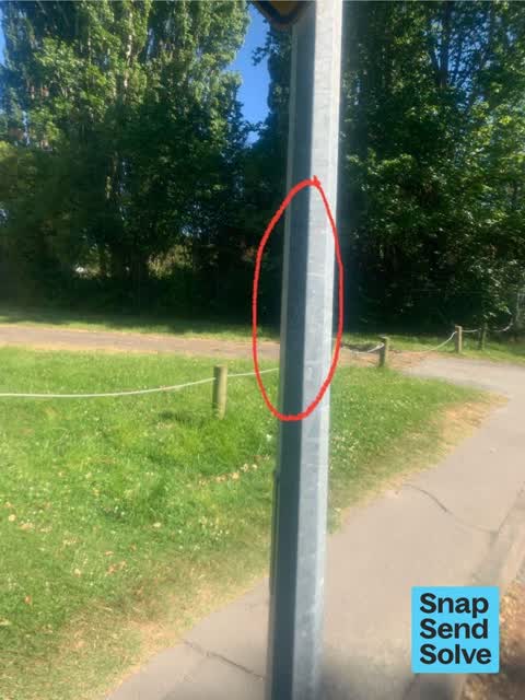 Graffiti on a cabinet, pole or railway asset — a report photo