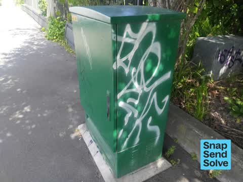 Graffiti on a cabinet, pole or railway asset — a report photo