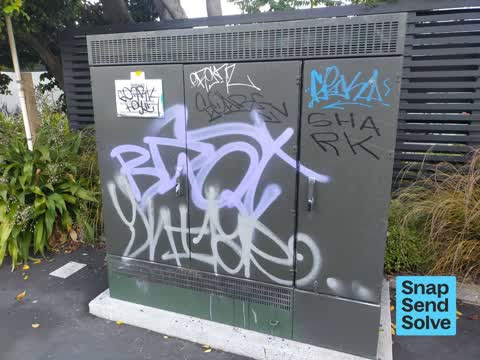 Graffiti on a cabinet, pole or railway asset — a report photo