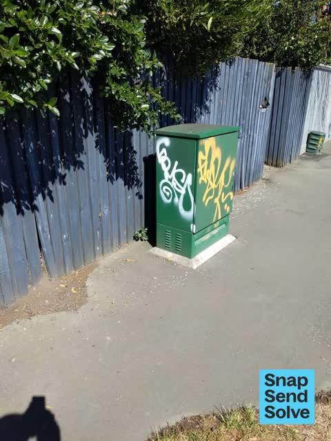 Graffiti on a cabinet, pole or railway asset — a report photo