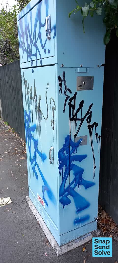 Graffiti on a cabinet, pole or railway asset, a report photo
