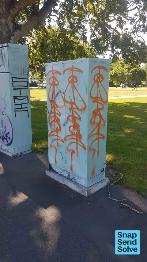 Graffiti on a cabinet, pole or railway asset — a report photo