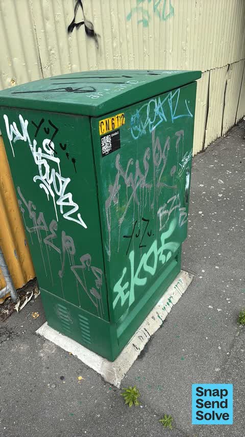Graffiti on a cabinet, pole or railway asset — a report photo